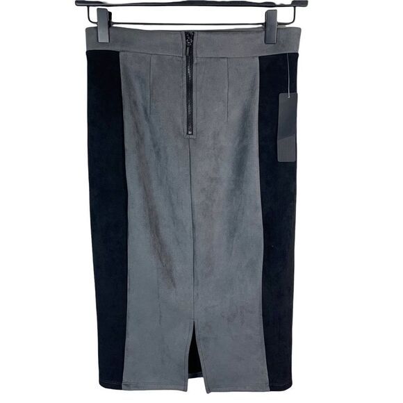 Bebe Chenice Faux Suede Color Block Pencil Skirt - Picture 3 of 8